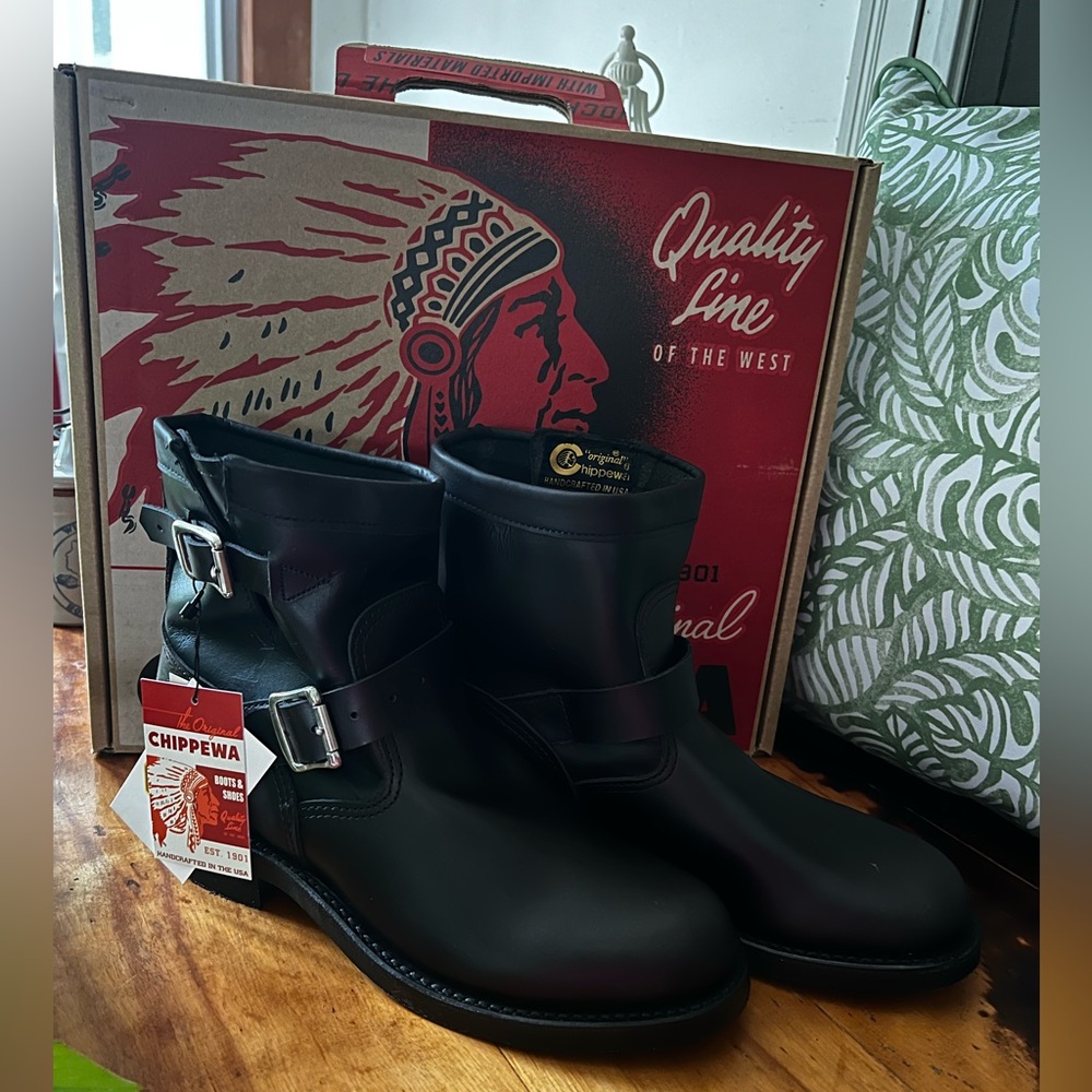 Chippewa Leather Black Boots NIB NWT W9